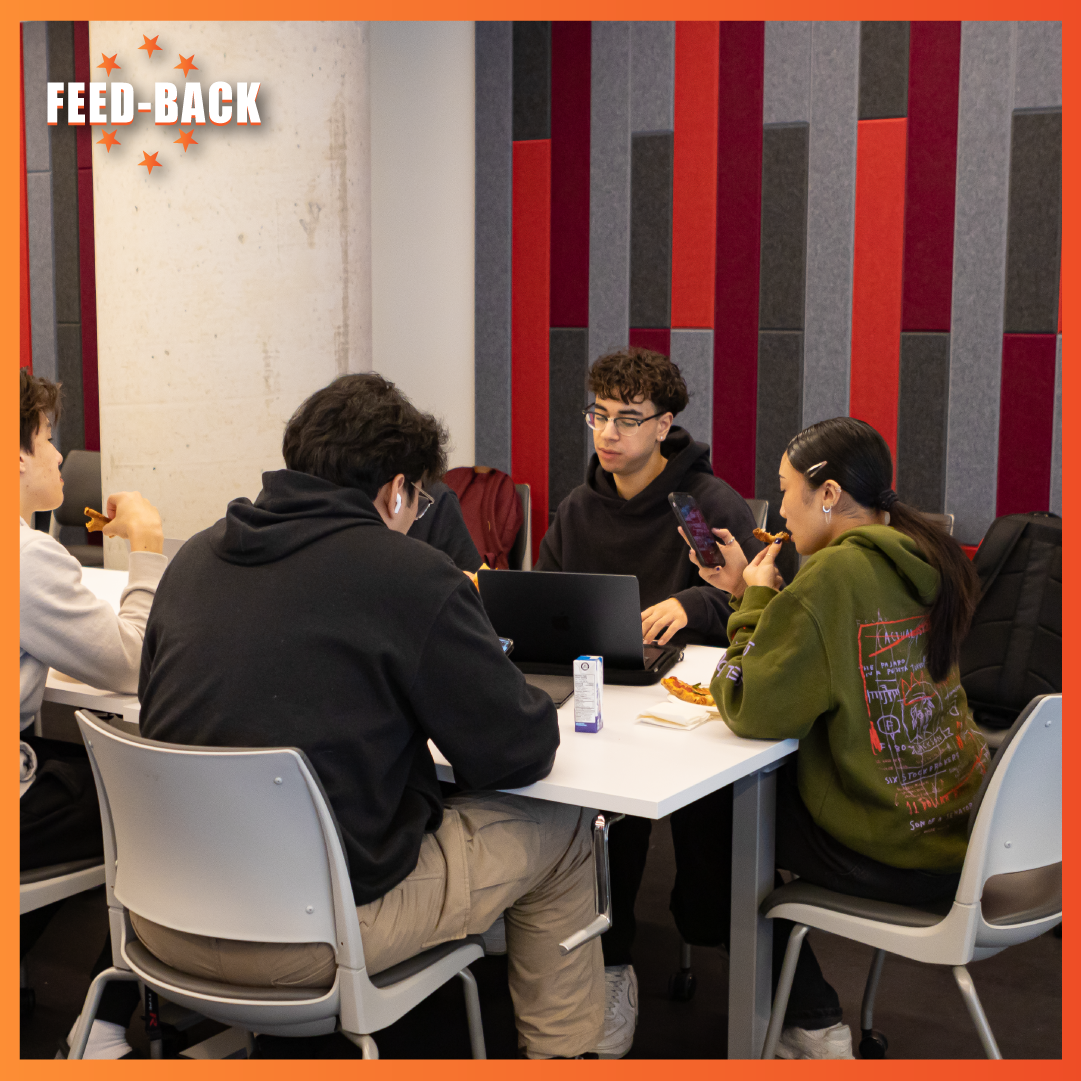 People sitting at table and talking